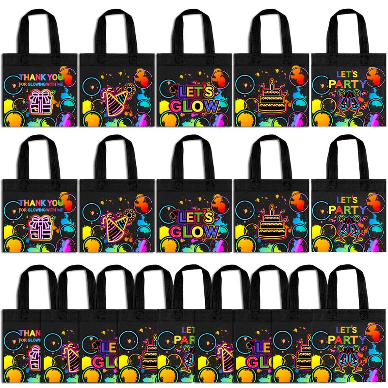 BANBALLON 20 PCS Neon Party Favor Bags Glow Birthday Party Supplies Glow in the Dark Party Glowing with Me Goodie Bags for Neon Theme Birthday Party Lets Glow Party Supplies - Image 2