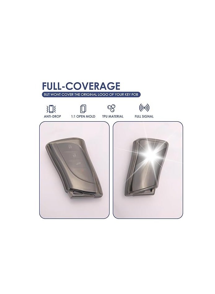 OUYoo غطاء مفتاح متوافق مع لكزس مع سلسلة مفاتيح، حماية TPU للمفتاح، متوافق مع مفاتيح ES250 ES350 UX200 NX300h RX350 RX450h GX460 TX550 LX600 LS500 LC500h الجديدة الذكية عن بُعد للأعوام 2018-2025، مع سلسلة مفاتيح (أسود) - Image 3