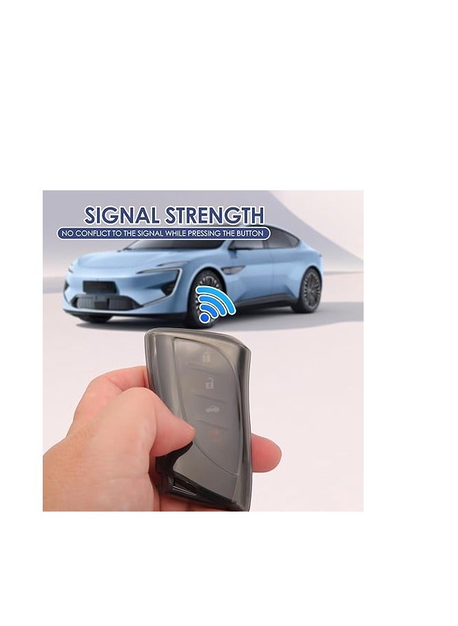 OUYoo غطاء مفتاح متوافق مع لكزس مع سلسلة مفاتيح، حماية TPU للمفتاح، متوافق مع مفاتيح ES250 ES350 UX200 NX300h RX350 RX450h GX460 TX550 LX600 LS500 LC500h الجديدة الذكية عن بُعد للأعوام 2018-2025، مع سلسلة مفاتيح (أسود) - Image 5