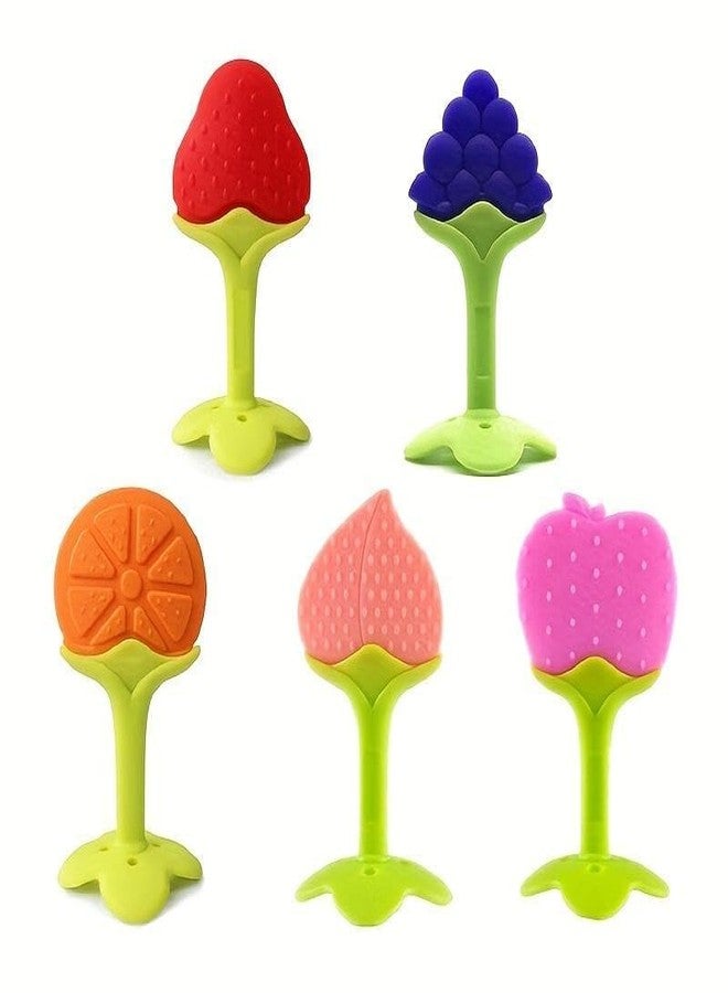 ROFORUF 4-in-1 Baby Feeding & Teething Combo | Fruit Shape Silicone Teether, Food Feeder Pacifier, Finger Toothbrush with Case & Waterproof Bib | BPA-Free Infant Oral Care Set (Pack of 4) (Green) - Image 5