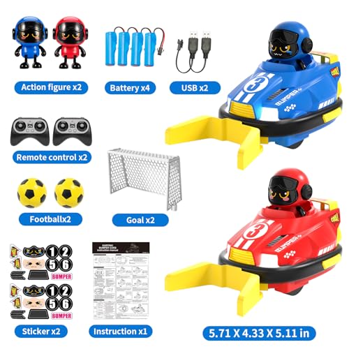 bessome Cute Cartoon Remote Control Bumper Car Toy Set of 2 Players Football GamesToddlers Mini RC Car Toys with Light Sound 360RotatingChristmas Birthday Gifts for 3 4 5 Year Old Boys Girls - Image 5