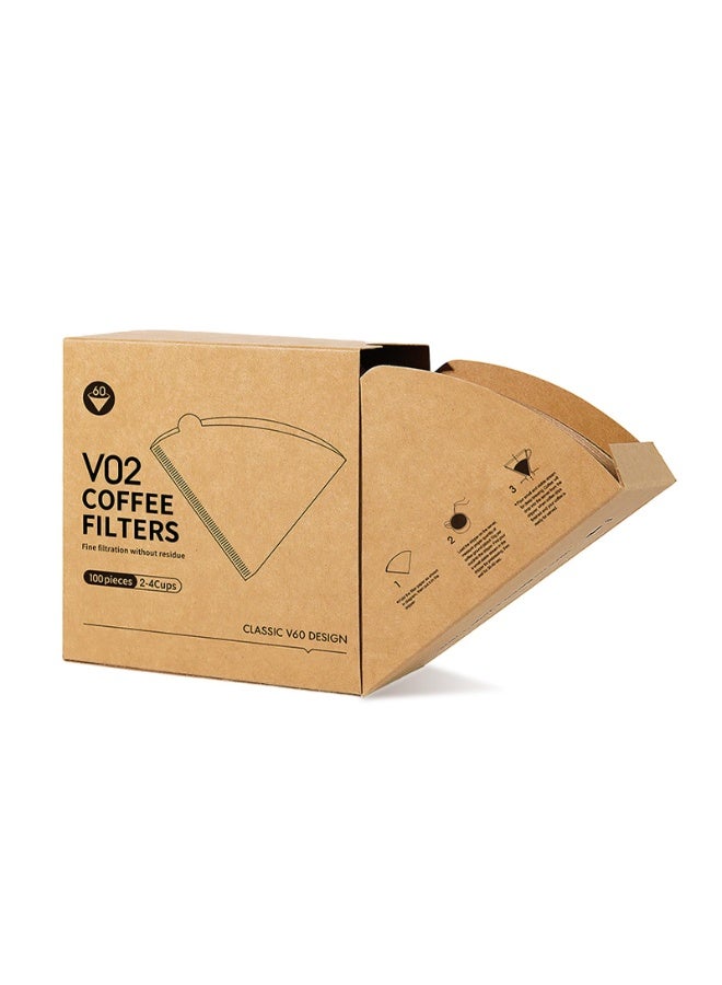 V60 Coffee Filters 100ct - Size 02 Cone for 2-4 Cups - Thickened Triple-Layer Paper Pour-Over Filters - Image 1