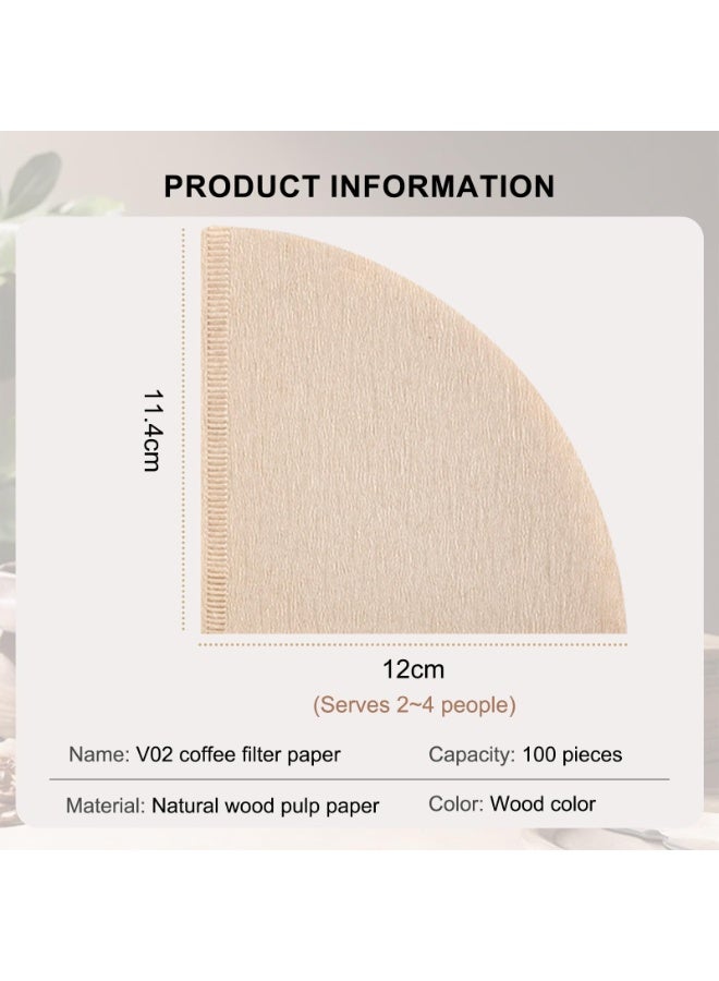 V60 Coffee Filters 100ct - Size 02 Cone for 2-4 Cups - Thickened Triple-Layer Paper Pour-Over Filters - Image 2