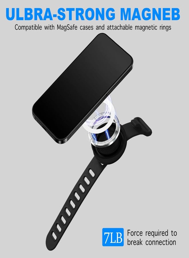 Longomat Stroller Phone Holder Universal Phone Holder for Stroller Strong magnetic phone holder with adjustable strap, stable and safe, compatible with fitness equipment, strollers, shopping carts, Black - Image 3