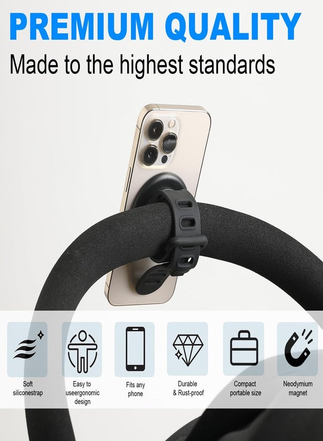 Longomat Stroller Phone Holder Universal Phone Holder for Stroller Strong magnetic phone holder with adjustable strap, stable and safe, compatible with fitness equipment, strollers, shopping carts, Black - Image 2