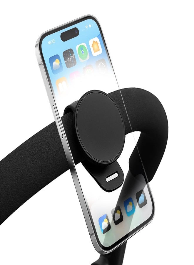 Longomat Stroller Phone Holder Universal Phone Holder for Stroller Strong magnetic phone holder with adjustable strap, stable and safe, compatible with fitness equipment, strollers, shopping carts, Black - Image 1
