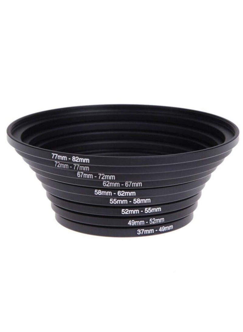 18pcs 37-49-52-55-58-62-67-72-77-82mm Metal Camera Lens Filter Ring Adapter Kit(9 Pieces Step Up Ring Setand+9 Pieces Step Down Ring Set) for Canon Nikon Sony Olympus DSLR Camera Black  - Image 5