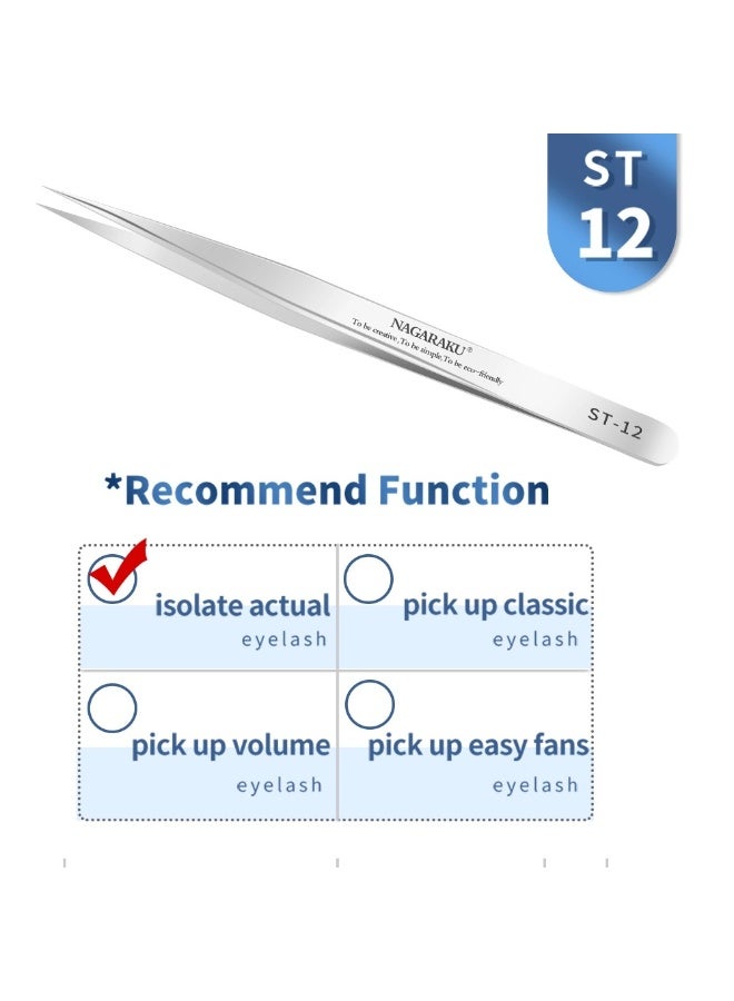 NAGARAKU Professional Eyelash Extension Tweezers – Precision Stainless Steel for Classic, Volume & Mega Volume Lashes | Anti-Static, Lightweight Lash Tool - Image 1