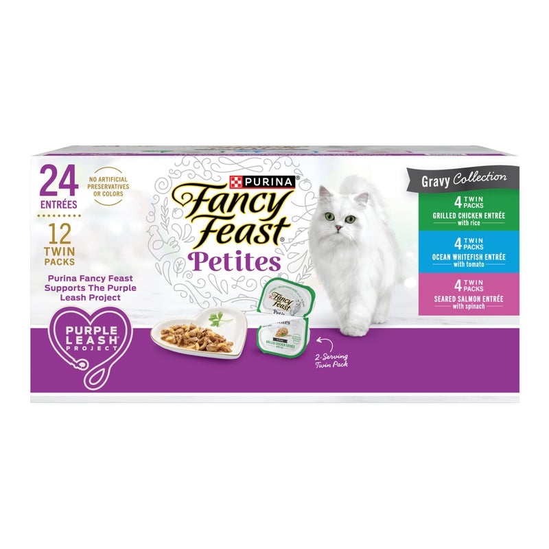 Fancy Feast Purina Fancy Feast Gourmet Wet Cat Food Variety Pack, Petites Gravy Collection, break-apart tubs, 24 servings - (Pack of 12) 2.8 oz. Tubs - Image 1