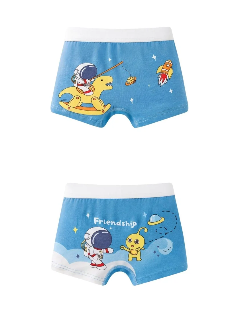 Babyqlo Boys Cotton Astronaut Print Boxers Pack of 4