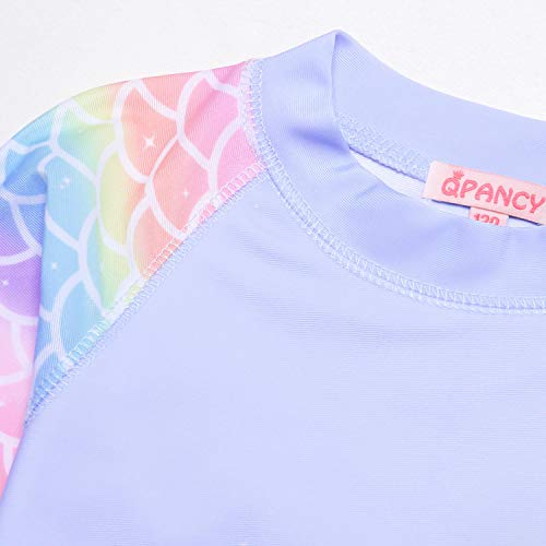 QPANCY Girls Rash Guard Swimwear Mermaid Swimsuits 2-Piece Short Sleeve Swimwear - Image 3