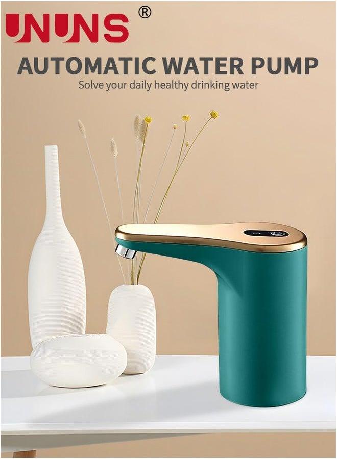 UNUNS Water Bottle Pump,5 Gallon Dispenser Pump,Universal USB Charging Portable Drinking Pump for 2-5 Bottle,Portable Electric Jug Pump,Green - Image 2