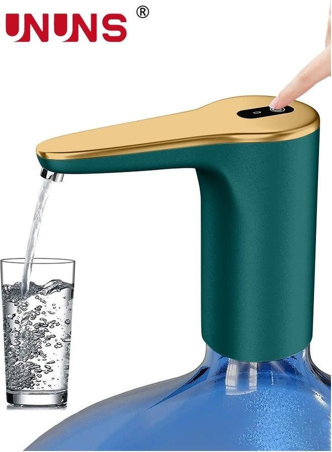 UNUNS Water Bottle Pump,5 Gallon Dispenser Pump,Universal USB Charging Portable Drinking Pump for 2-5 Bottle,Portable Electric Jug Pump,Green - Image 1