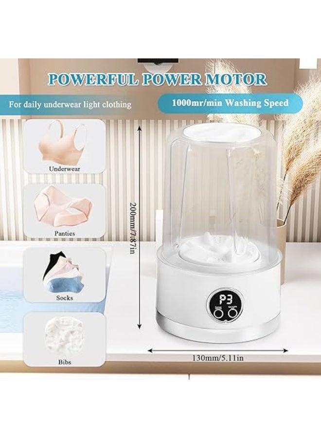 غسالة ملابس محمولة، قابلة لإعادة الشحن، لاسلكية، صغيرة الحجم، سعة 1 لتر، مناسبة لملابس الأطفال والملابس الداخلية والتخييم والسفر بالسيارات المتنقلة والشقق، لون أبيض - Image 2