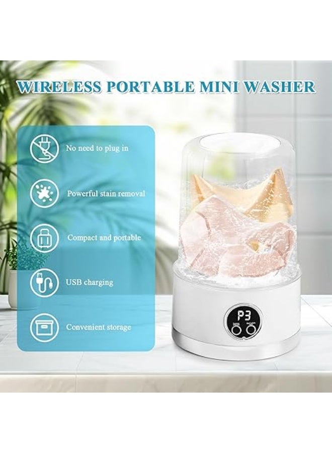 غسالة ملابس محمولة، قابلة لإعادة الشحن، لاسلكية، صغيرة الحجم، سعة 1 لتر، مناسبة لملابس الأطفال والملابس الداخلية والتخييم والسفر بالسيارات المتنقلة والشقق، لون أبيض - Image 3