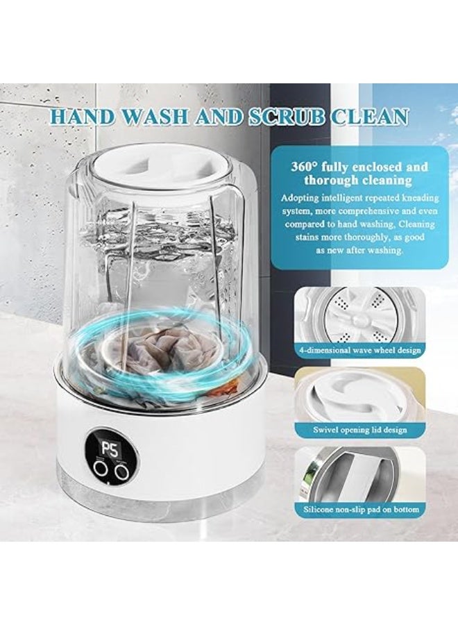 غسالة ملابس محمولة، قابلة لإعادة الشحن، لاسلكية، صغيرة الحجم، سعة 1 لتر، مناسبة لملابس الأطفال والملابس الداخلية والتخييم والسفر بالسيارات المتنقلة والشقق، لون أبيض - Image 5