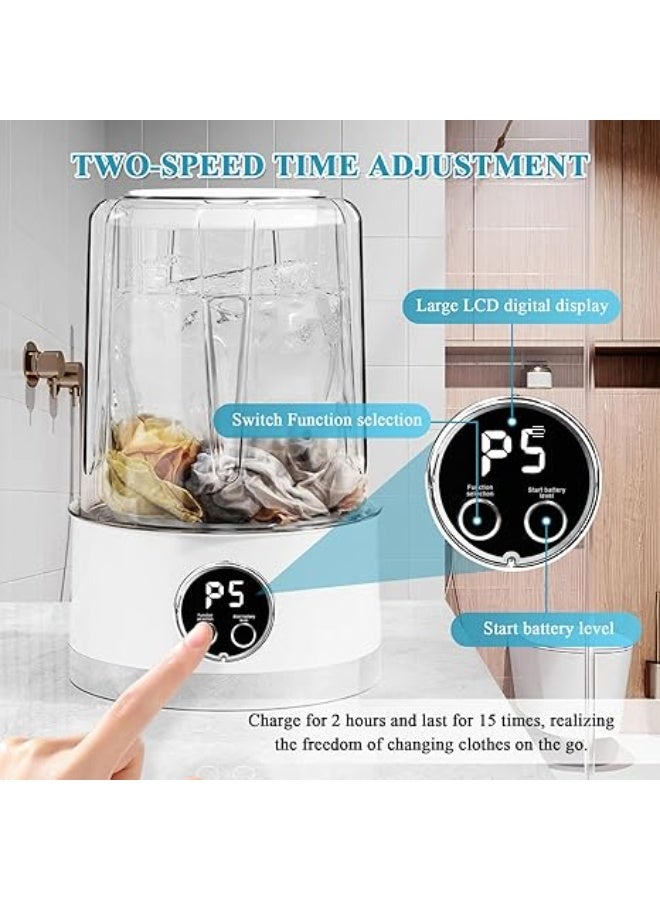 غسالة ملابس محمولة، قابلة لإعادة الشحن، لاسلكية، صغيرة الحجم، سعة 1 لتر، مناسبة لملابس الأطفال والملابس الداخلية والتخييم والسفر بالسيارات المتنقلة والشقق، لون أبيض - Image 4