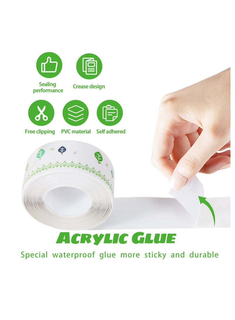 PVC Caulk Strip for Bathtub, 2 Pack 1.5 Inch Wide 10.5Ft Length Tub and Wall Peel and Caulk Strip, Create a Tight Seal Between the Bathtub and Wall to Keep Moisture Out, Leaf - Image 4