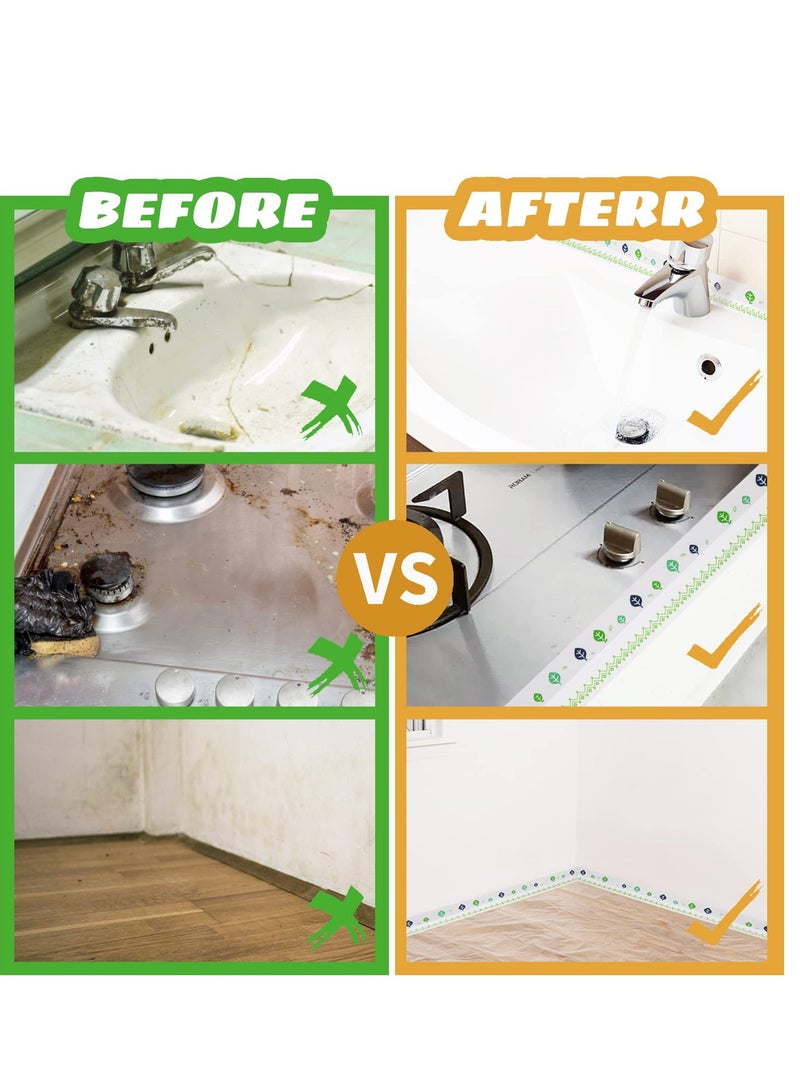 PVC Caulk Strip for Bathtub, 2 Pack 1.5 Inch Wide 10.5Ft Length Tub and Wall Peel and Caulk Strip, Create a Tight Seal Between the Bathtub and Wall to Keep Moisture Out, Leaf - Image 2