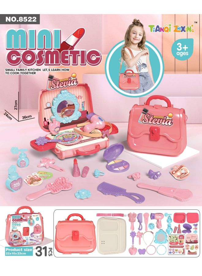 Children's Kitchen Beauty Makeup Handbag Girls Dressing Bag Travel Series Set Toy Box-Specifications:522 Jewelry Tote  - Image 1