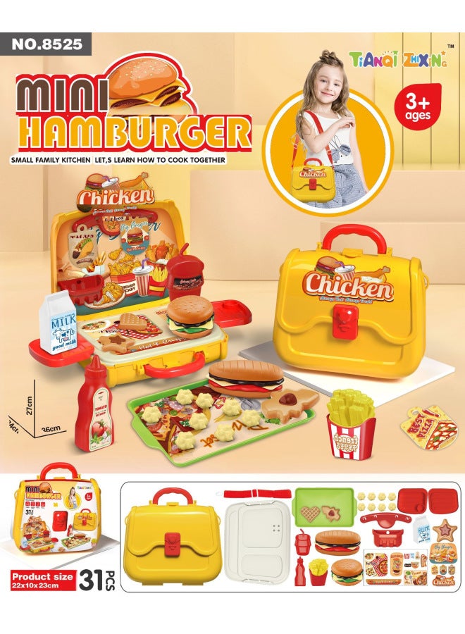 Children's Kitchen Beauty Makeup Handbag Girls Dressing Bag Travel Series Set Toy Box-Specifications:522 Jewelry Tote  - Image 2