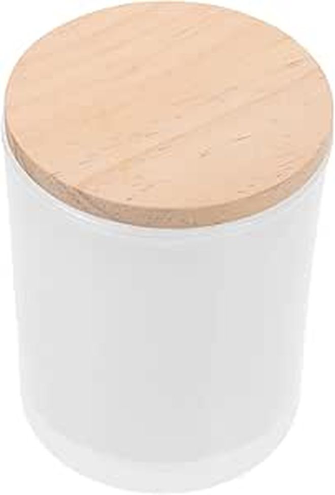 Glass Candle Jar With Wood Lid DIY Candle Making Home Decor Tealight Holder - Image 1