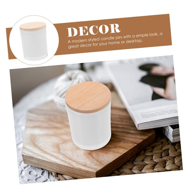 Glass Candle Jar With Wood Lid DIY Candle Making Home Decor Tealight Holder - Image 3