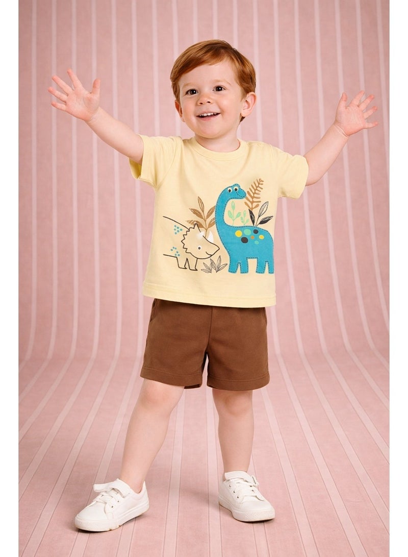 لؤي مجموعة ملابس أطفال للأولاد والبنات مصنوعة من القطن العضوي بنسبة 100% من LUAY، مجموعة ملابس قصيرة الأكمام للأطفال للأولاد والبنات الصغار - Image 1