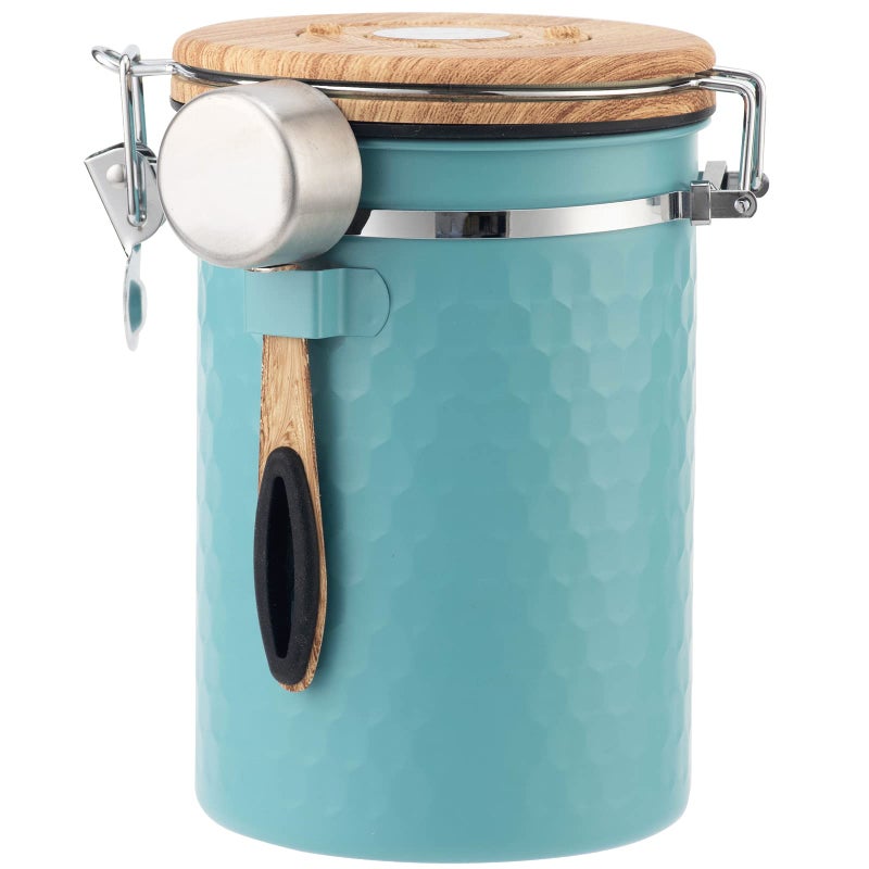 TEDSWAIT Coffee Canisters Airtight Coffee Bean Storage Container Kitchen Stainless Steel Food Storage Container with Scoop Date Tracker & CO2 Valve 61Fl Oz (Lake Blue) - Image 1