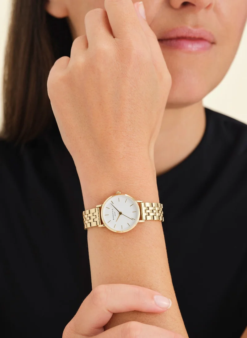 Rosefield  Women's Small Edit Round Analogue Watch, White Dial, Gold Steel Bracelet for Women | Best Price UAE