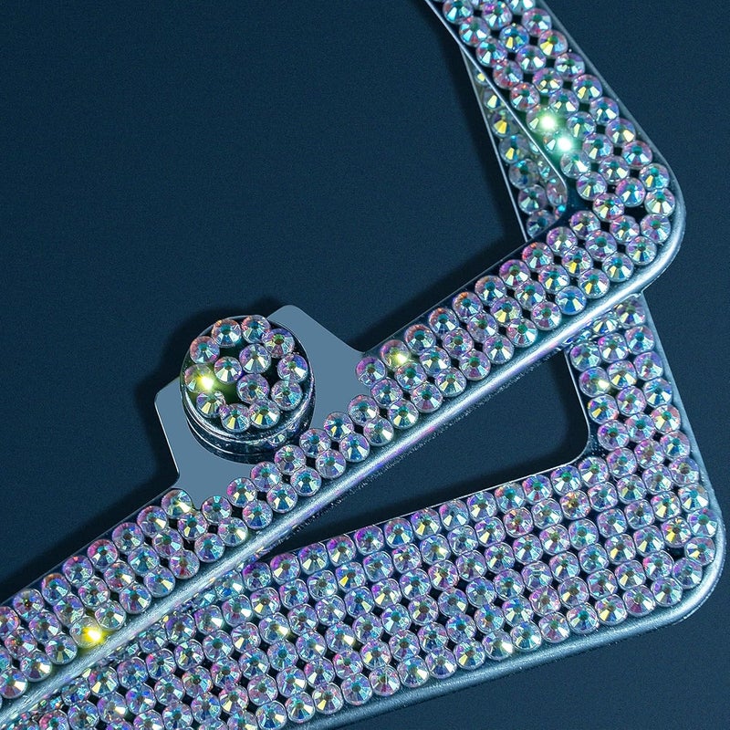Newzon AB Bedazzled Crystal Car License Plate Cover 2 Pieces Color Bling License Plate Frames with High End Ribbon Gift Box Diamond Car Accessories with Coaster Rhinestone Ignition Ring for Women - Image 4