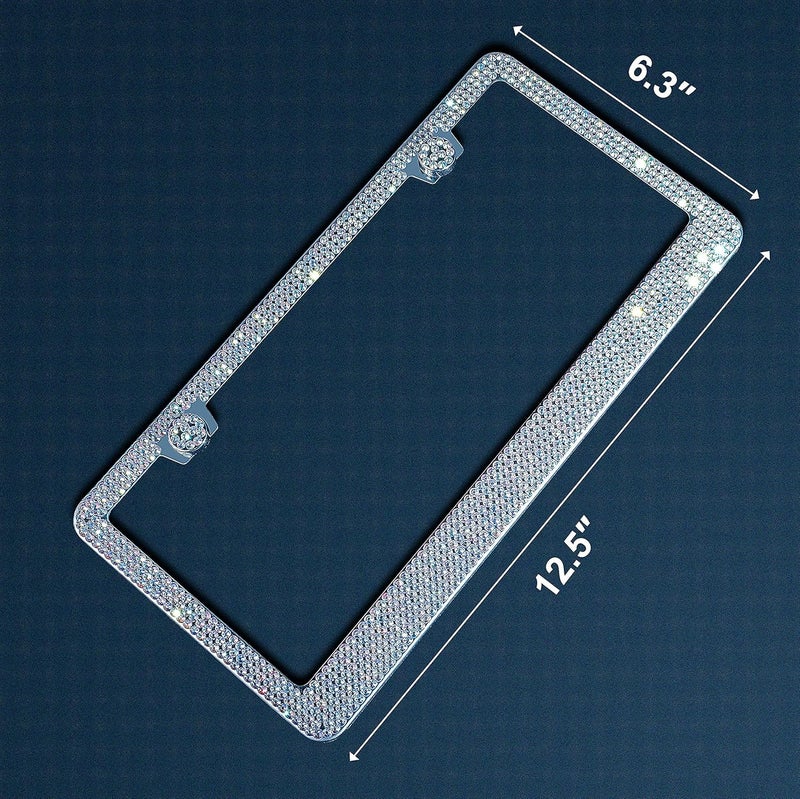 Newzon AB Bedazzled Crystal Car License Plate Cover 2 Pieces Color Bling License Plate Frames with High End Ribbon Gift Box Diamond Car Accessories with Coaster Rhinestone Ignition Ring for Women - Image 5