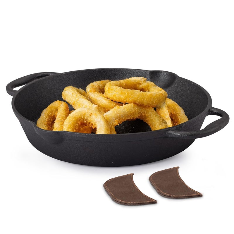 AGARO Royal Pre Seasoned Cast Iron Deep Fry Pan, 25 cm Diameter, 1.8L Capacity, No Chemical Coating, Rigid Handles, Fast Heating, Heavy Weight, Gas Oven & Induction Compatible, Frying, Deep Frying - Image 1