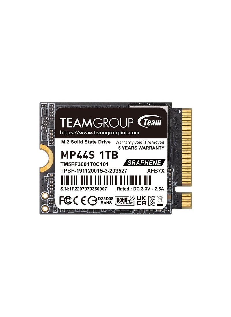 TeamGroup - MP44S High Performance SSD 1TB SLC Cache Gen 4x4 M.2 2230 PCIe 4.0 NVMe, Compatible with Steam Deck, ASUS ROG Ally, Mini PCs (R/W Speed up to 5,000/3,500MB/s) TM5FF3001T0C101 - Image 1