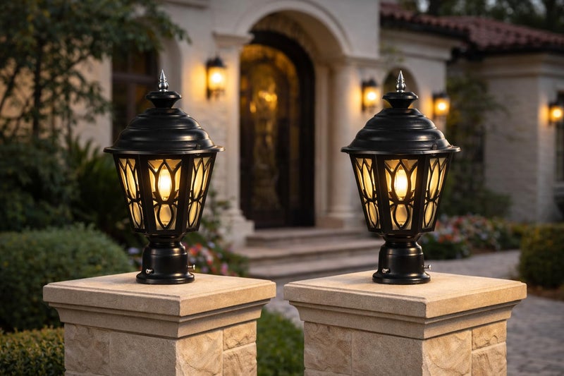 GAUVIK Premium Black Waterproof Outdoor Gate Light (Pack of 2) Elegant Exterior Lighting for Villa, Boundary, Garden Pathway, Driveway, Porch, Farmhouse, Hotel, Resort,Backyard, Outdoor Decorative - Image 1