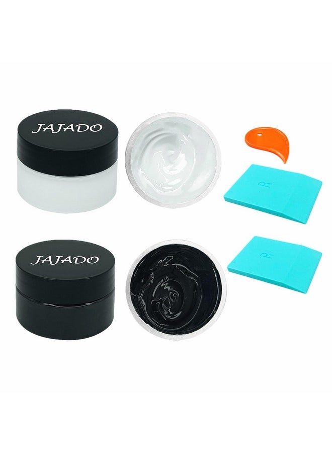 JAJADO - 2 Jars Black White Chalk Paste Paint And 2 Pcs Mini Squeegees 1.7Oz Chalk Paste Silk Screen Stencils For Crafts Reusable Adhesive Stencil Paint Fabric Paint On Wood Tshirt - Image 1