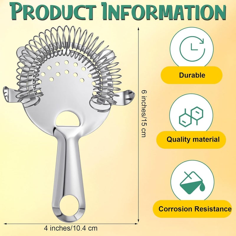 Funnymoom 27 Pack Cocktail Strainer 4 Prong Stainless Steel Bar Bartender Strainer 6 Inches Silver Bar Drink Tool for Bartenders and Mixologists - Image 4