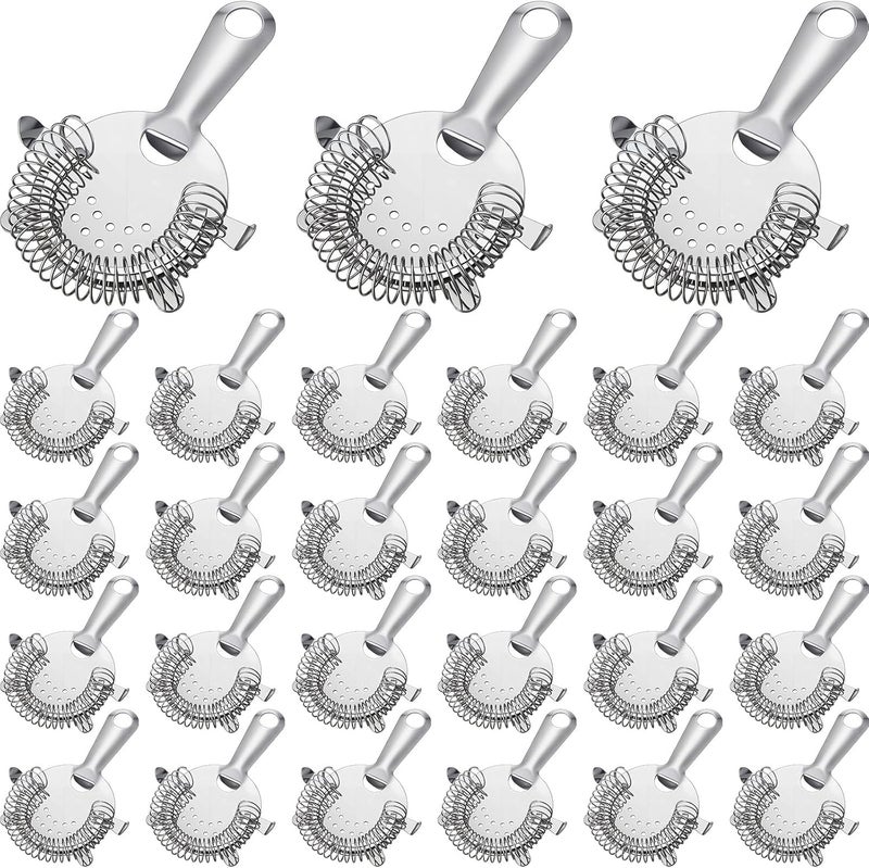 Funnymoom 27 Pack Cocktail Strainer 4 Prong Stainless Steel Bar Bartender Strainer 6 Inches Silver Bar Drink Tool for Bartenders and Mixologists - Image 1