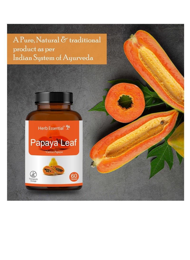 Herb Essential - Herb Essential Carica Papaya Leaf Extract 500Mg Tablet 60 Count  Pack of 2 - Image 1