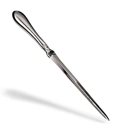Uncommon Desks Silver Letter Opener Knife - Smooth Metal Plated Envelope Opener - Ergonomic Rounded Handle for Comfort - Home and Office Mail Supplies - 1 Pack - Image 1