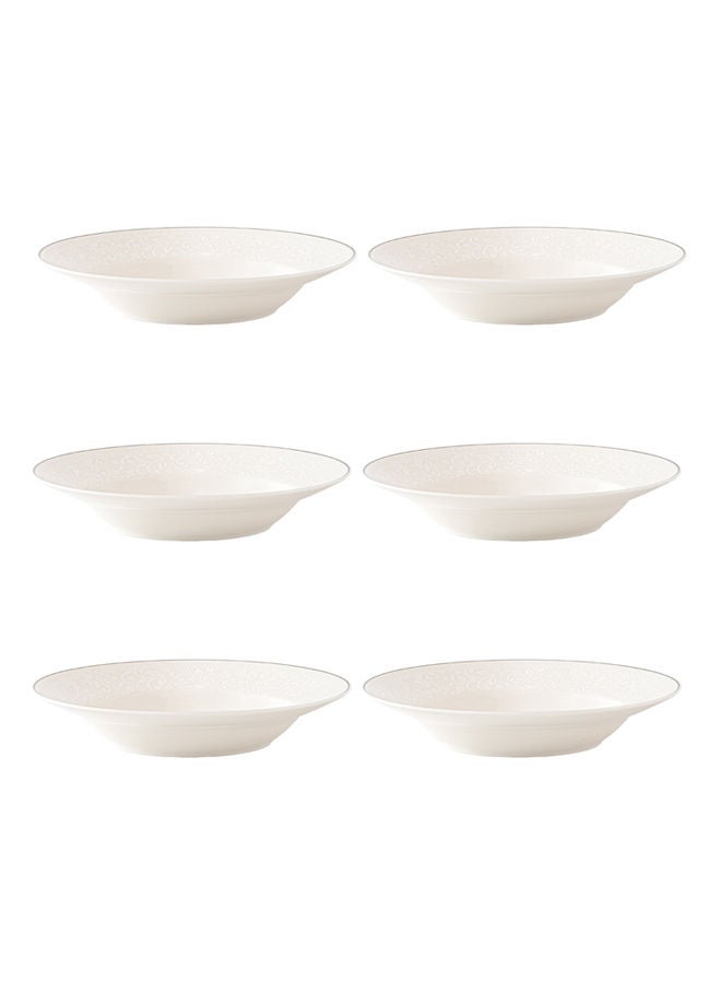Celia 6-Piece Porcelain Soup Plates Set White 8 inch - Image 1