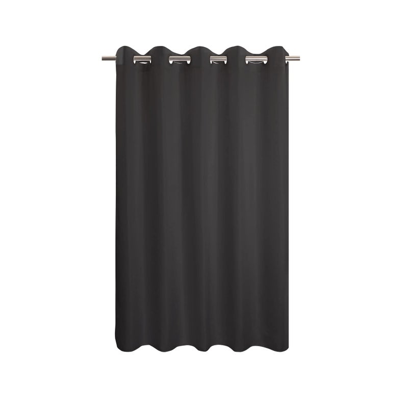 River Dream No Hook Hotel Cloth Black Shower Curtain Microfiber Waterproof - Soft Fabric Shower Curtain or Liner Washable, Black, 71x74 - Image 1