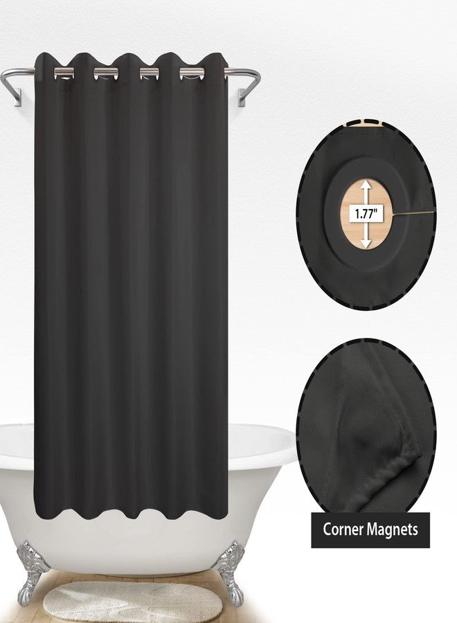 River Dream No Hook Hotel Cloth Black Shower Curtain Microfiber Waterproof - Soft Fabric Shower Curtain or Liner Washable, Black, 71x74 - Image 5