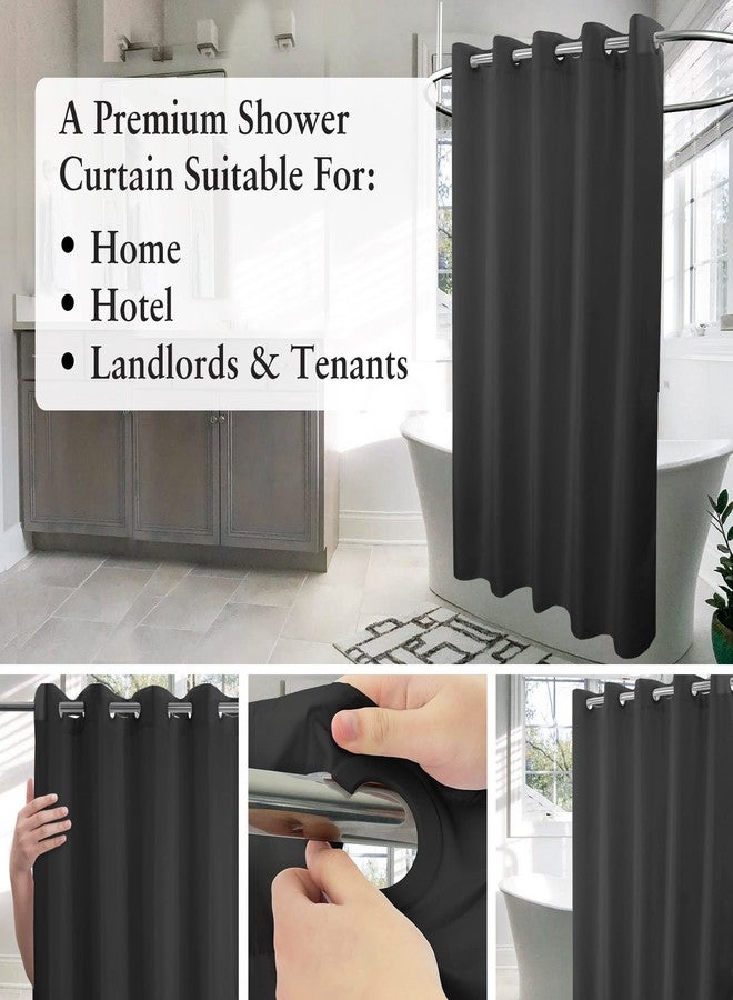 River Dream No Hook Hotel Cloth Black Shower Curtain Microfiber Waterproof - Soft Fabric Shower Curtain or Liner Washable, Black, 71x74 - Image 3