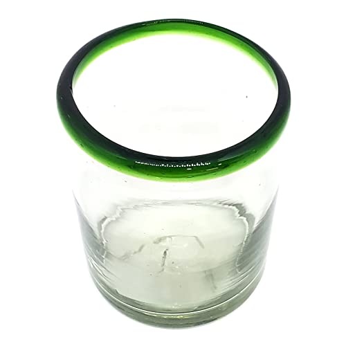 MexHandcraft Emerald Green Rim 10 oz Tumblers (set of 6), Recycled Glass, Lead-free, Toxin-Free (Tumbler) - Image 4
