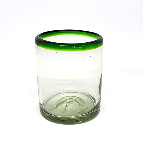 MexHandcraft Emerald Green Rim 10 oz Tumblers (set of 6), Recycled Glass, Lead-free, Toxin-Free (Tumbler) - Image 2