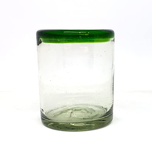 MexHandcraft Emerald Green Rim 10 oz Tumblers (set of 6), Recycled Glass, Lead-free, Toxin-Free (Tumbler) - Image 3
