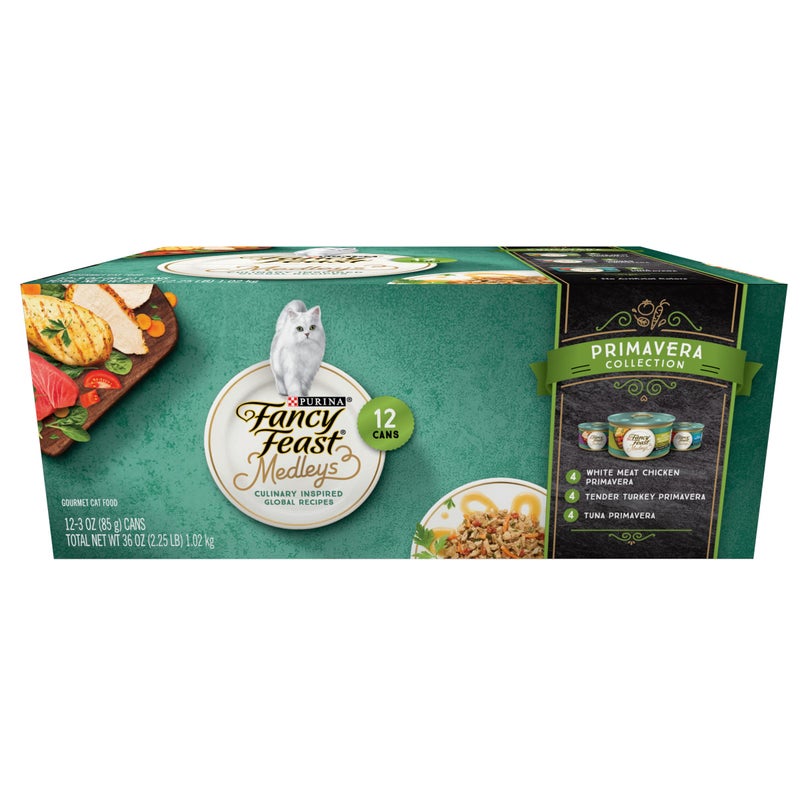 Fancy Feast Purina Fancy Feast Wet Cat Food Variety Pack, Medleys Primavera Collection - (2 Packs of 12) 3 oz. Cans - Image 1