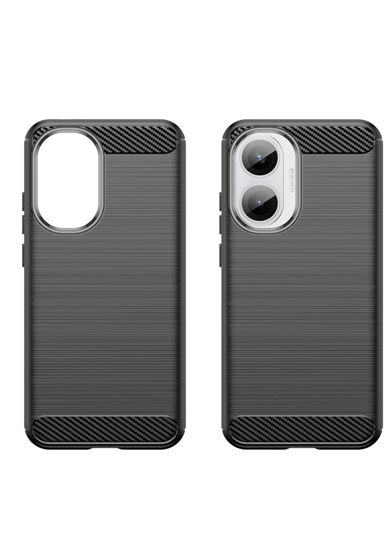 Xiaomi Redmi Turbo 4 Pro Case Cover – Rugged Shield Design, Brushed Carbon Fiber Texture, Shockproof TPU, Anti-Slip, Slim and Lightweight Protection in Black  - Image 1
