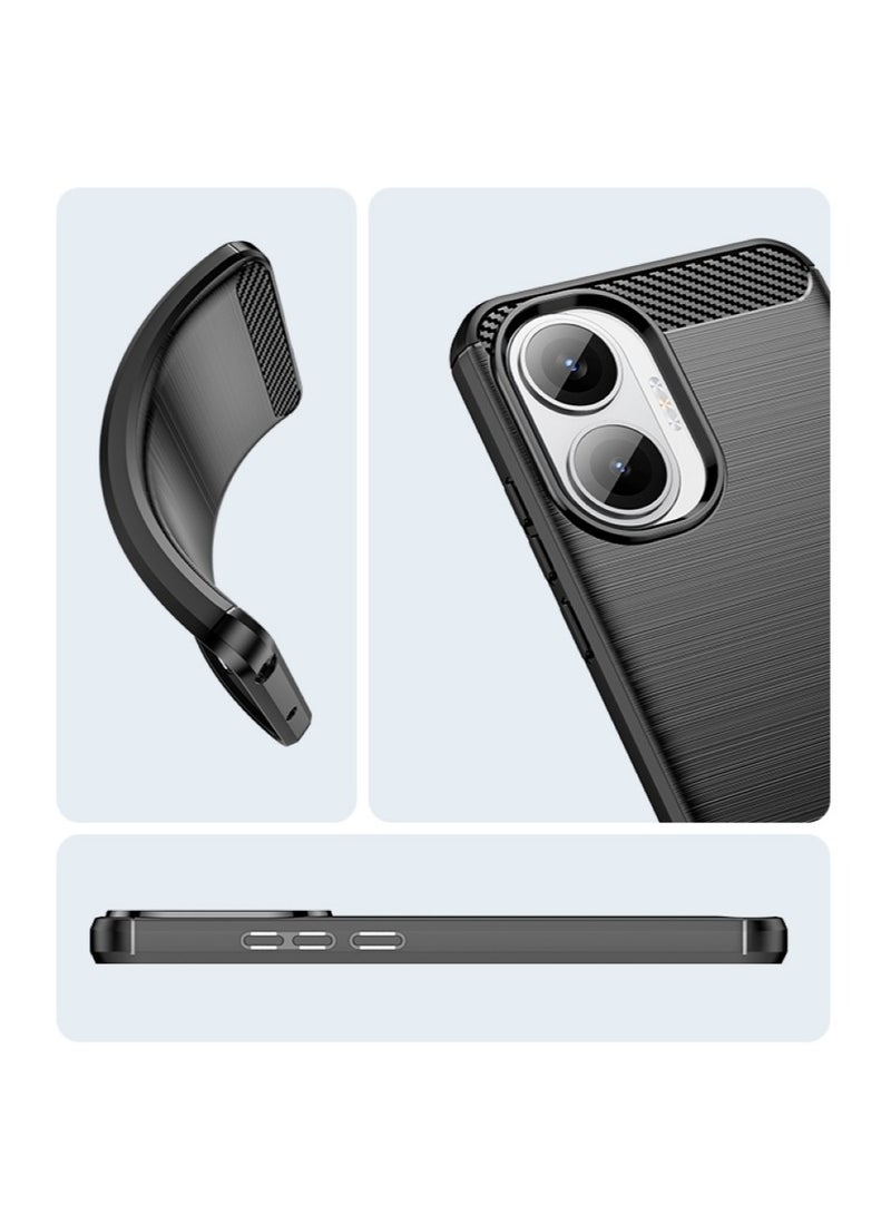 Xiaomi Redmi Turbo 4 Pro Case Cover – Rugged Shield Design, Brushed Carbon Fiber Texture, Shockproof TPU, Anti-Slip, Slim and Lightweight Protection in Black  - Image 3